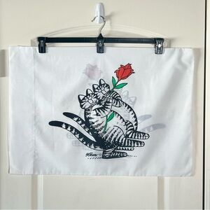 Vintage Kliban Pillowcase, Cats holding a Rose